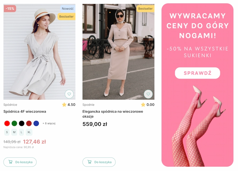 NP lista produktow z banerem